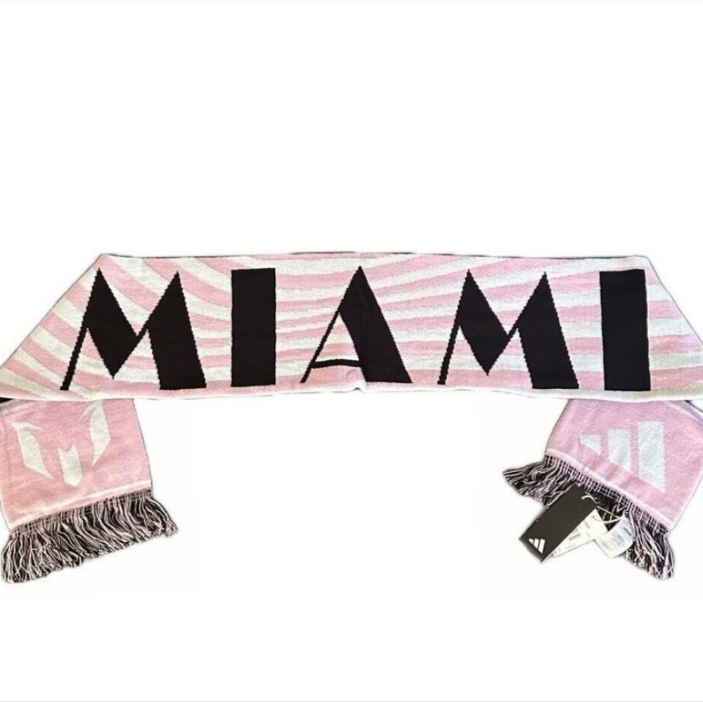Adidas Messi Miami Reversible Soccer/Football Black and Pink Scarf. NWT - Picture 3 of 7